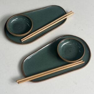 Dupla conjunto Thai para sushi | esmeralda