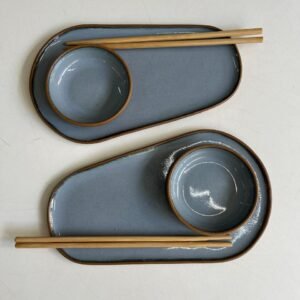 Dupla conjunto Thai para sushi | azul oceano