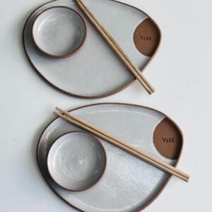 Conjunto Nave para sushi, PERSONALIZADO COM INICIAIS | dupla | branco