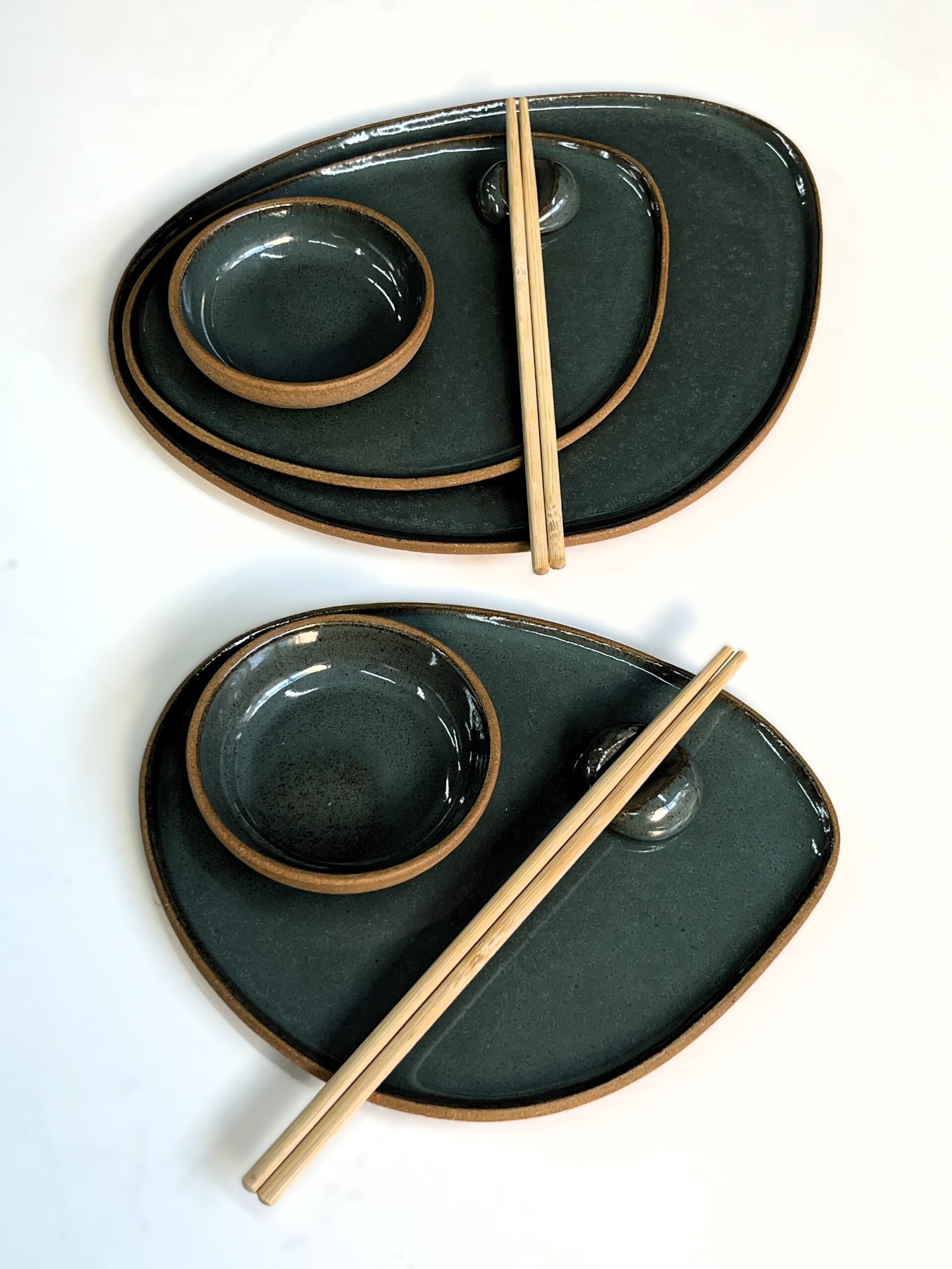 Conjunto Nave para sushi dupla + prato de servir | verde - Imagem 11