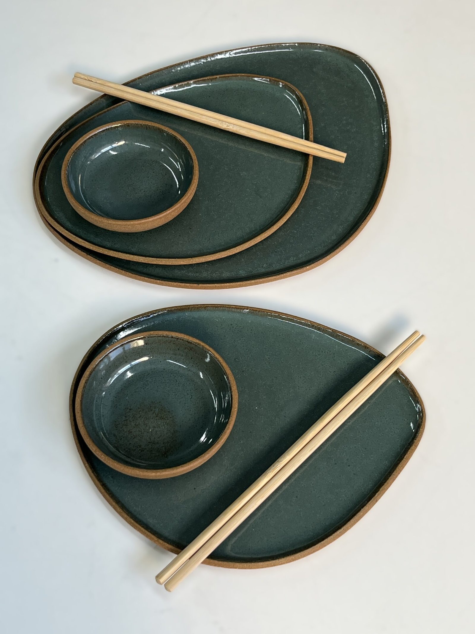 Conjunto Nave para sushi dupla + prato de servir | verde - Imagem 3
